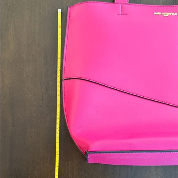 Karl Lagerfeld Hot Pink Leather Tote Bag - Picture 6 of 7